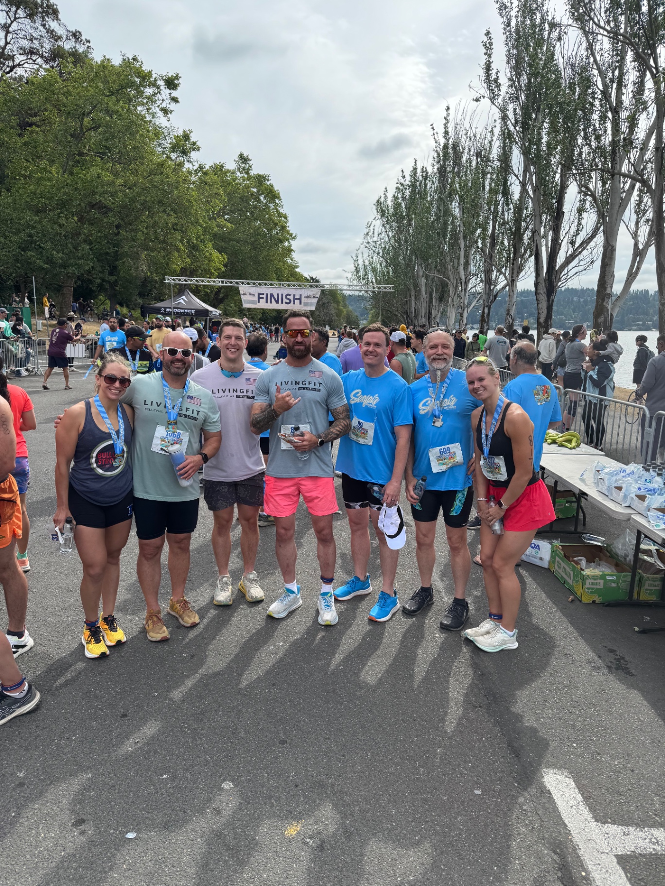 LivingFit members at a race finish line together